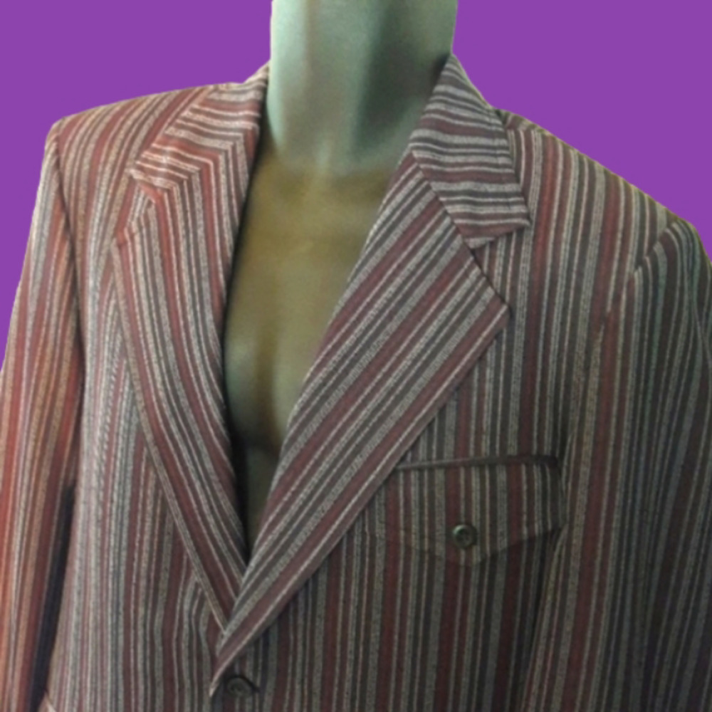 Retro ICON 70s Striped Blazer / Sportcoat, 42L - Picture 2 of 5